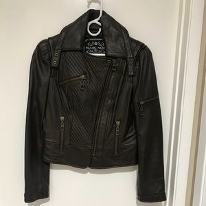 Blank Noir Chocolate Brown Leather Moto Jacket